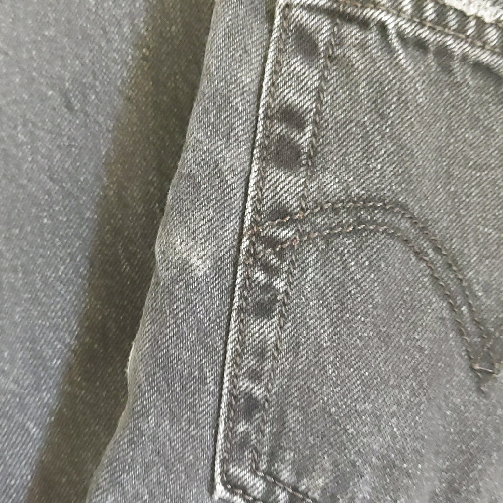 Levi's Cropped Ankle Jeans 26 Black Button Fly High Waist Distressed Grunge Fray - Picture 8 of 8